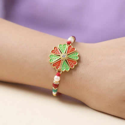 Floral Heart Rakhi Set with Choco Beats, Pack of 3