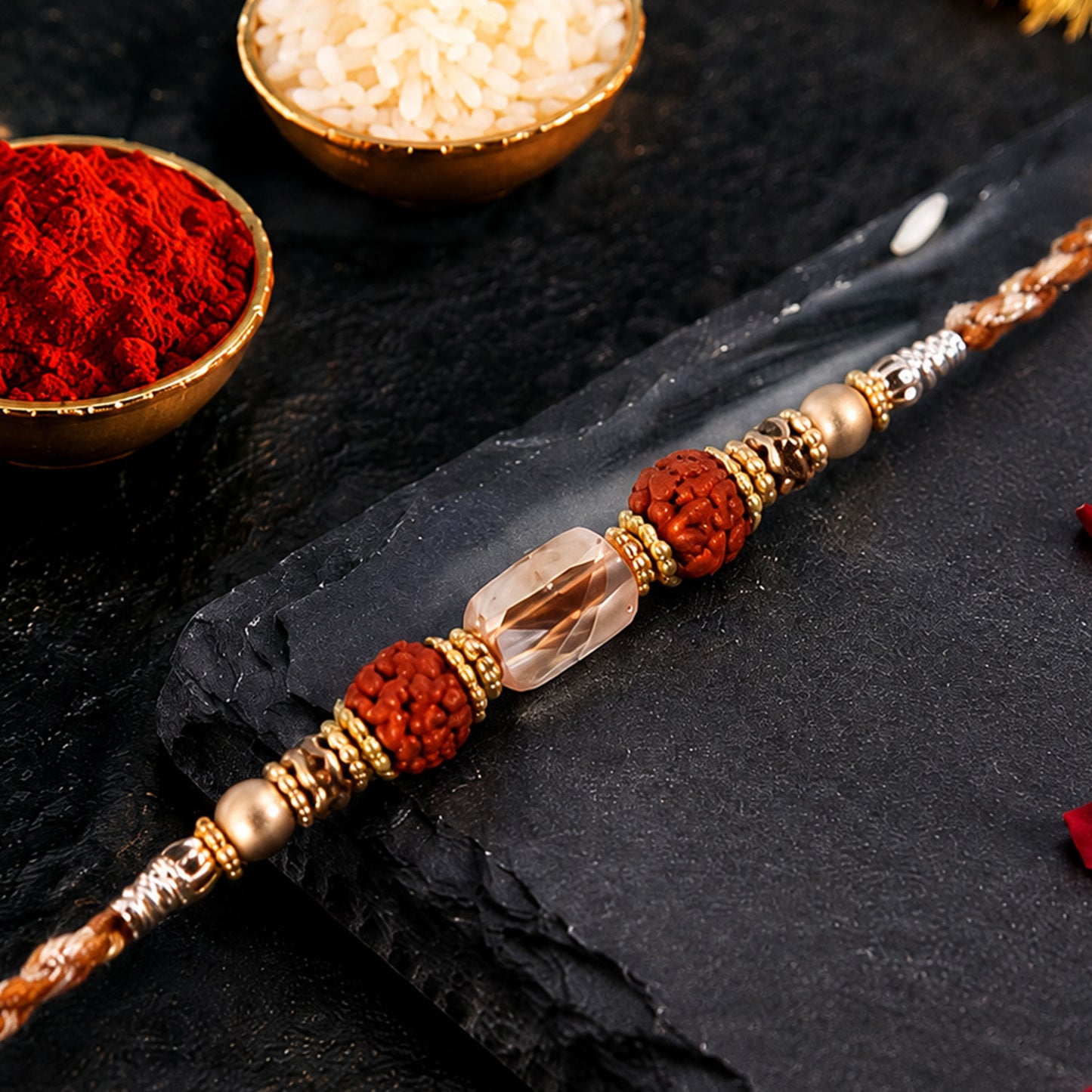 Graceful Pastel Pearl Rakhi with Fine Beads and Premium Raksha Bandhan Charm
