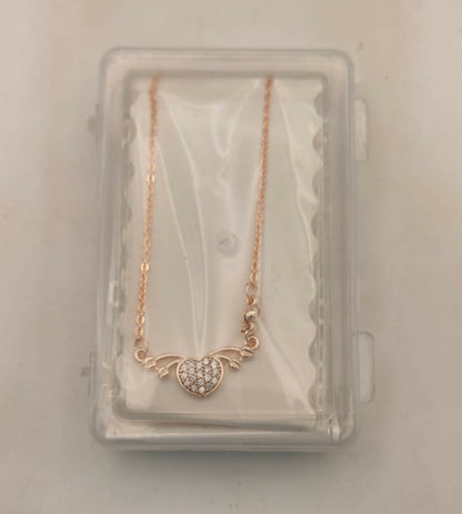 Rose Gold Plated Heart & AD Necklace for Women and girls