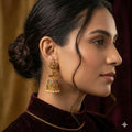Traditional Antique Gold Plated Lakshmi Temple Jhumka Earrings with...