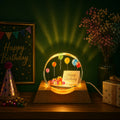 Happy Birthday 3D Acrylic LED Night Lamp with Wooden Base, USB Powered