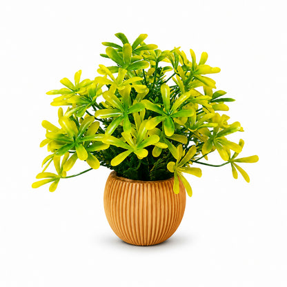 Artificial Green Leaf Plant with Decorative Pot for Home Decor & Tabletop Styling