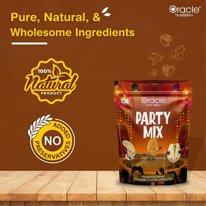 Oracle Party Mix, Roasted & Salted Almond Cashew & Pistachio Premium Nut Blend 200g