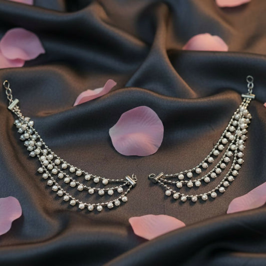 Traditional White pearl kaanchain