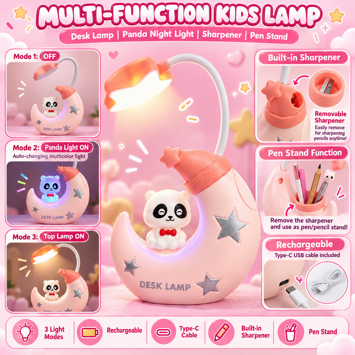 Multi-Function Panda Lamp Feature Poster