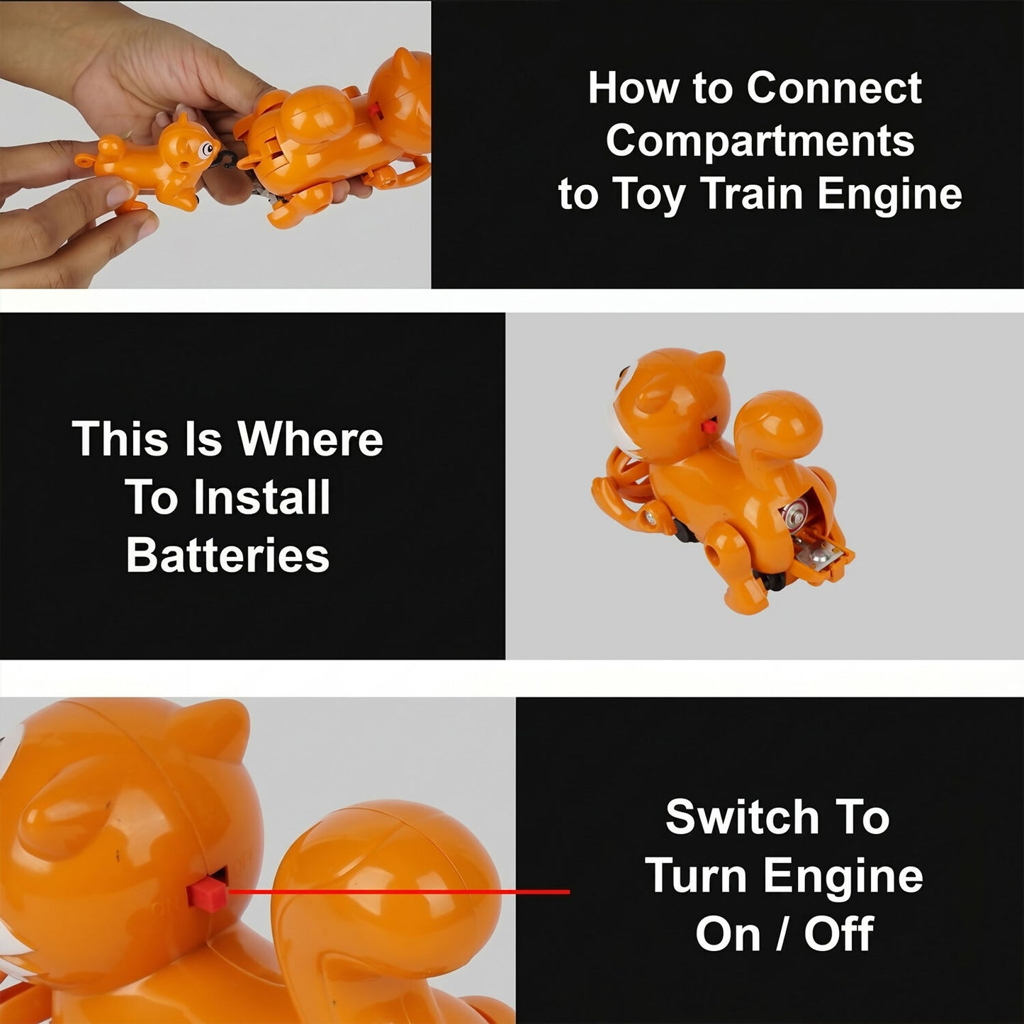 Assembled squirrel train set with 8 track pieces