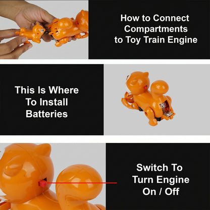 Assembled squirrel train set with 8 track pieces