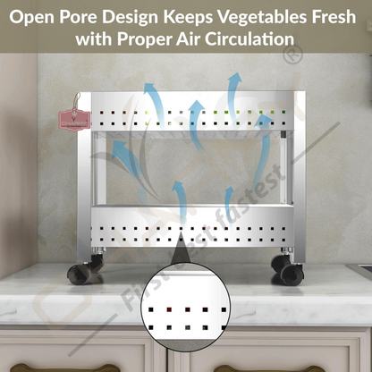 Stainless Steel 2-Tier Vegetable Storage Trolley Silver