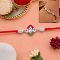 Silver Green Floral Rakhi – Traditional Design for Brother