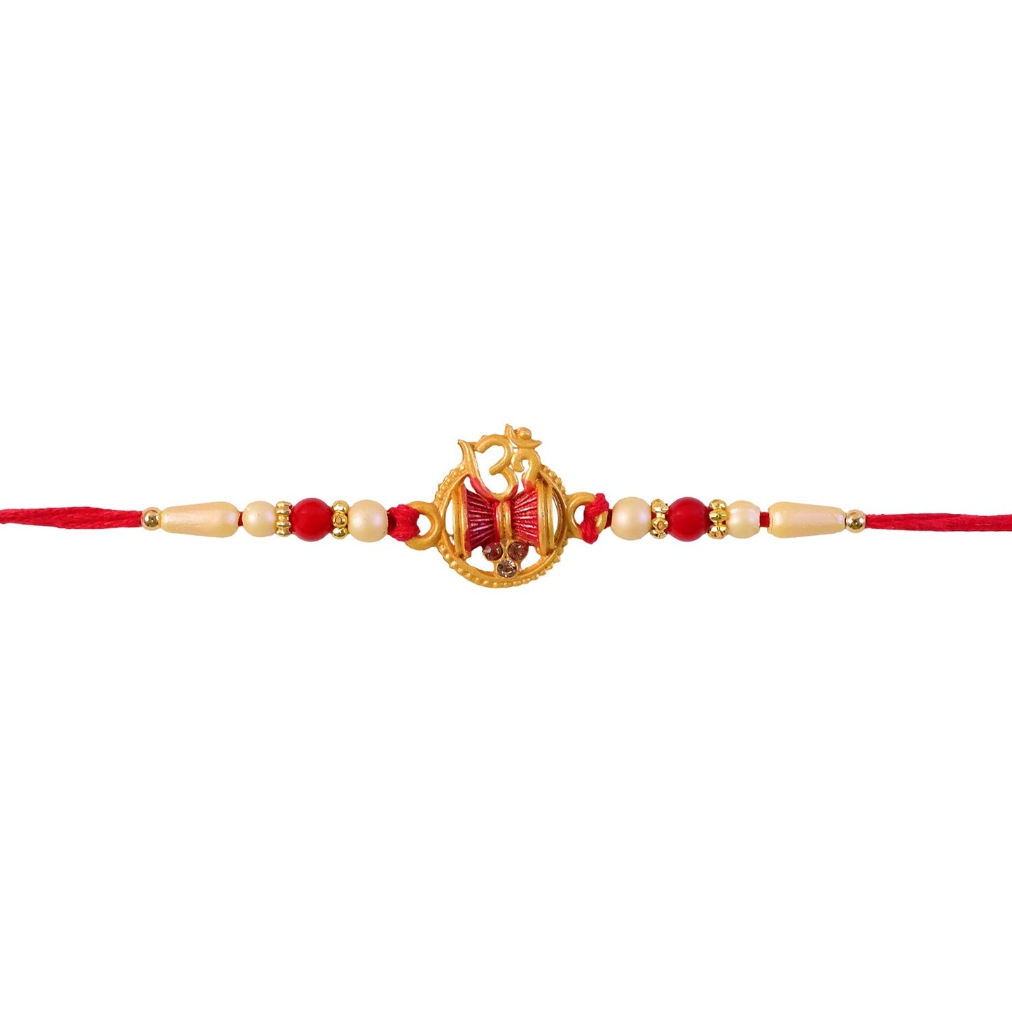 Rakhi Elegant Pearl Beads with Damaru Charm for Brothers (5pcs)