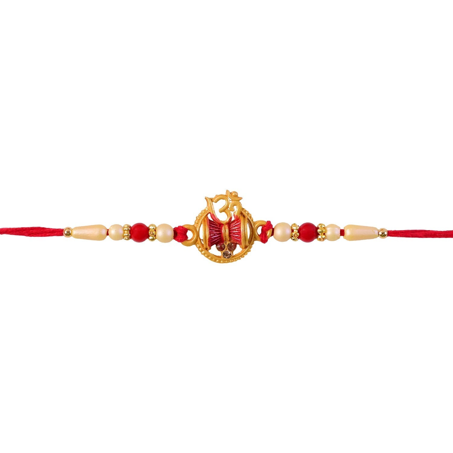 Rakhi Elegant Pearl Beads with Damaru Charm for Brothers (5pcs)