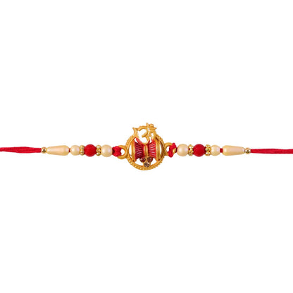 Rakhi Elegant Pearl Beads with Damaru Charm for Brothers (5pcs)