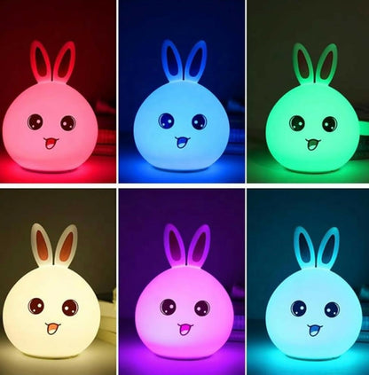 Cute Silicone Bunny Night Lamp – Color Changing LED Bedside Kids Light