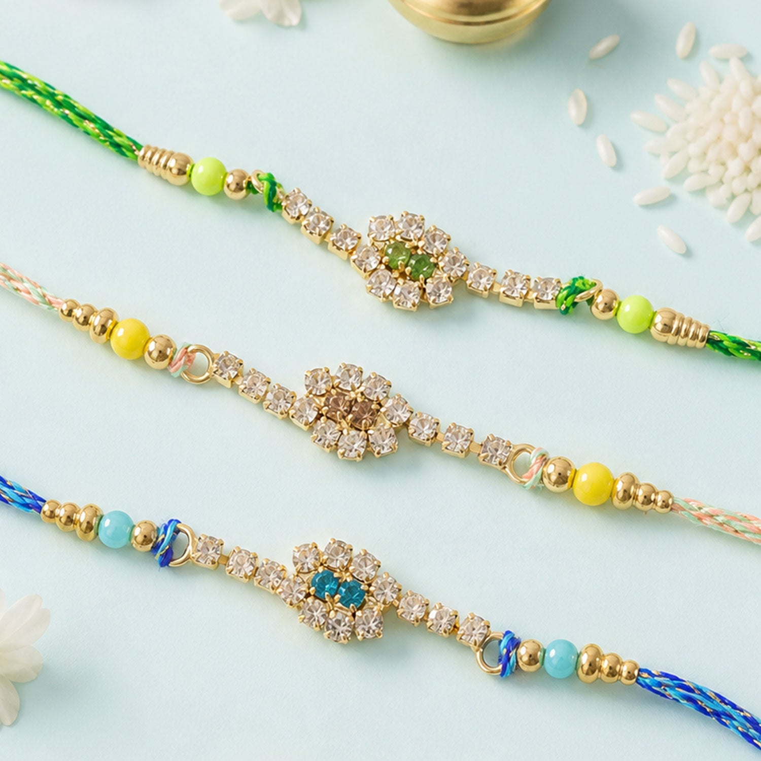 Slim Oval Motif Rakhi with Delicate AD Sparkle (Pack of 6)