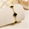 Black Clover Design Gold Tone Bracelet for Women Stylish Fashion Jewellery