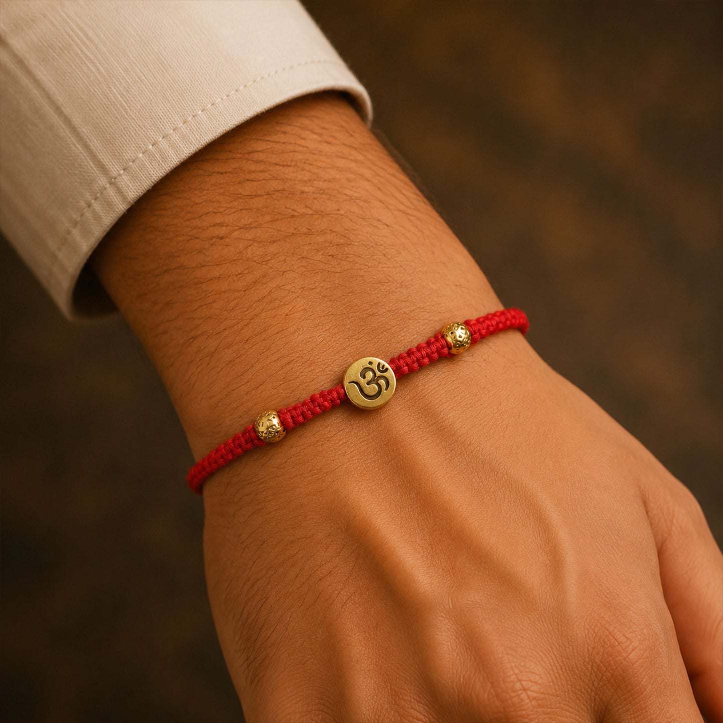 Elegant Stone Work Rakhi with Red Thread, Bead Detailing and Premium Celebration Look