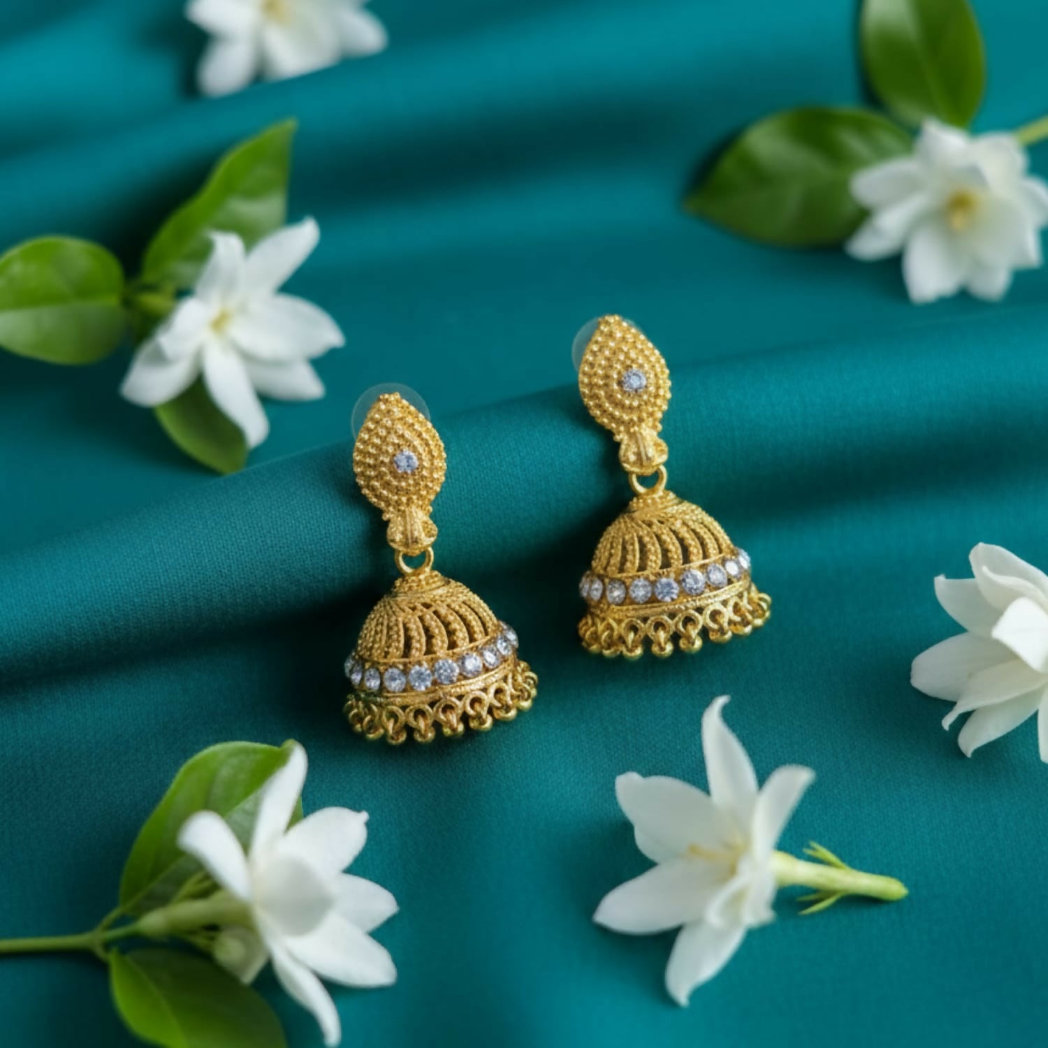 Designer Gold Tone Jhumki | Stylish Traditional Earrings for Girls