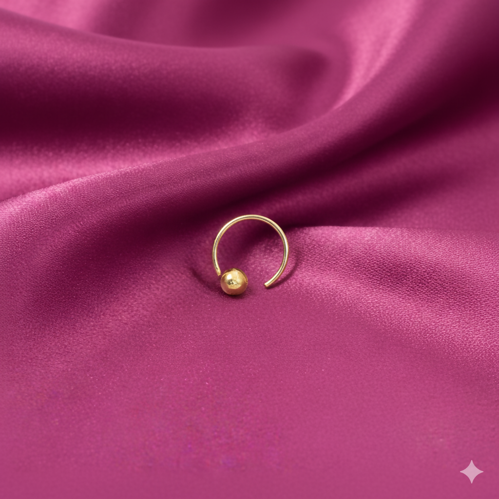 Gold Seamless Nosering Laung Koka Nathni Minimalist Ball Hoop Piercing