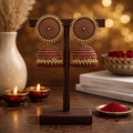 Oxidised Jhumka Earrings – Traditional Red and Gold Design