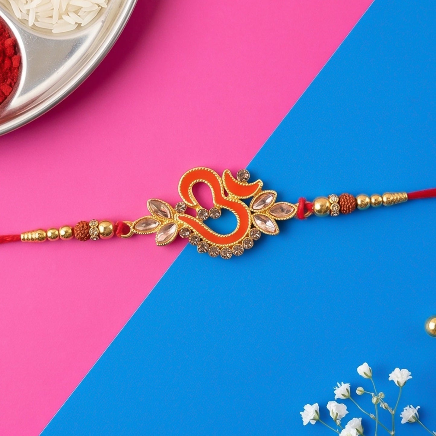Om Symbol Stone Studded Rakhi for Raksha Bandhan (10pcs)