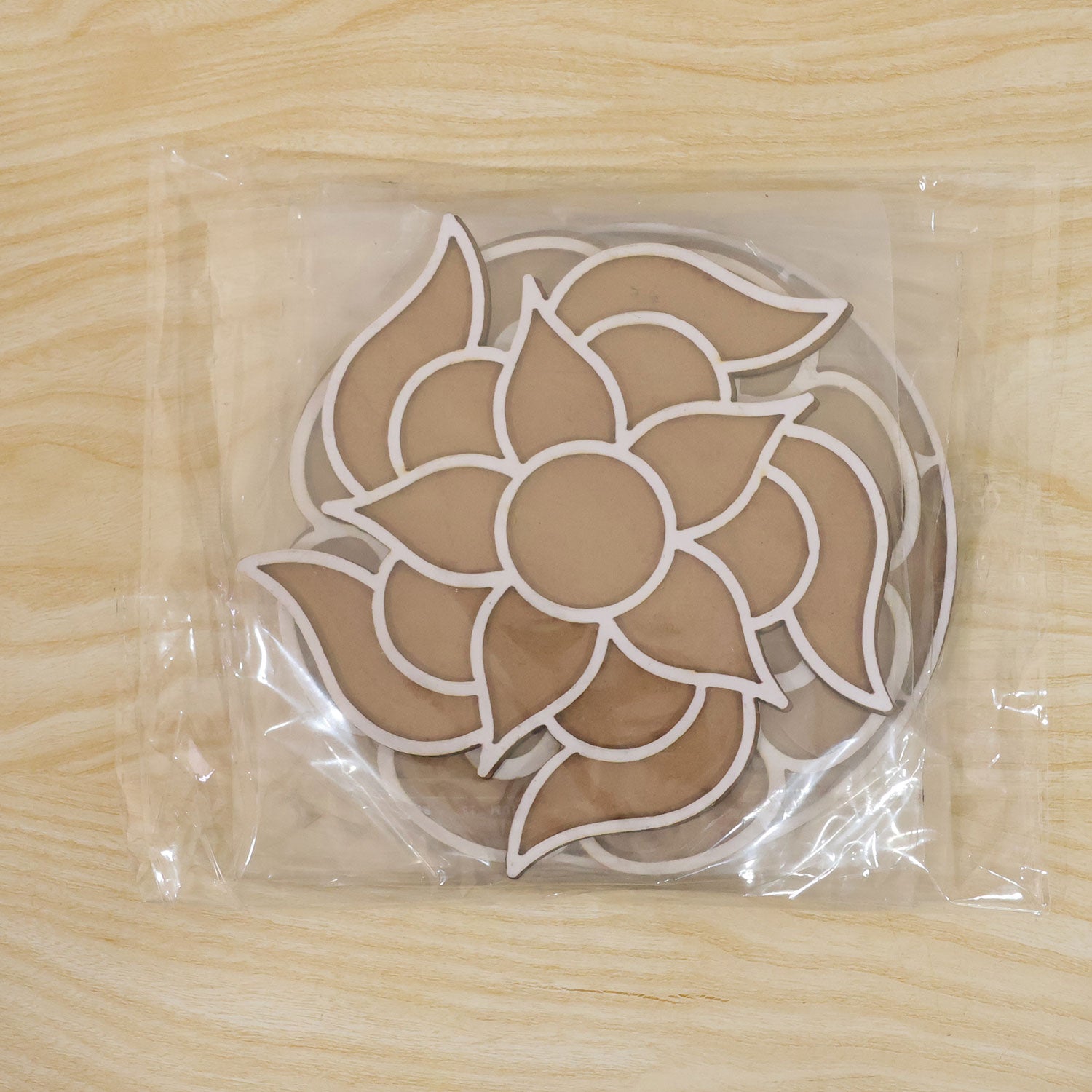 Wooden Rangoli Stencil Set with 4 Reusable Floral Designs for Diwali & Pooja Decor