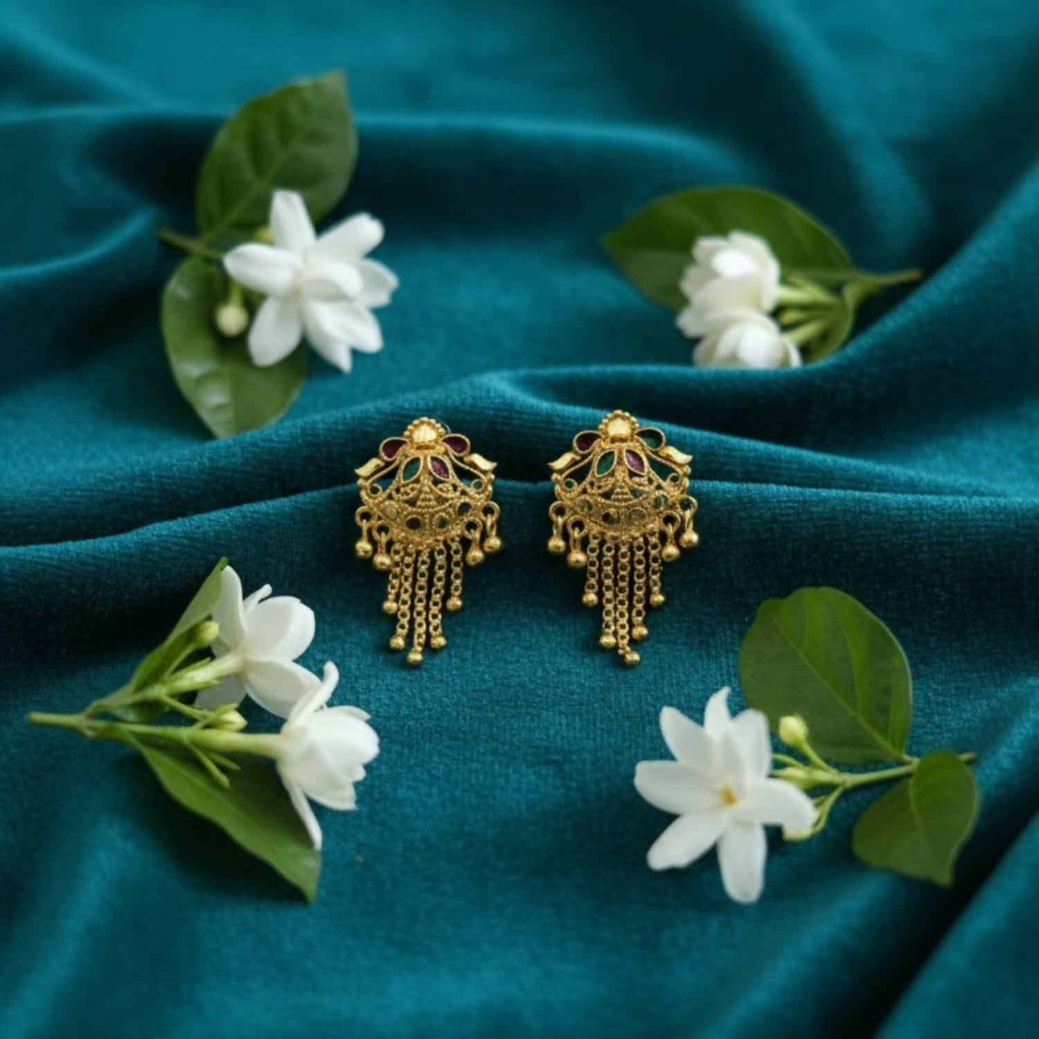 5 Line Side Latkan Golden Earrings with Mina for Women & Girls – Fancy Gift