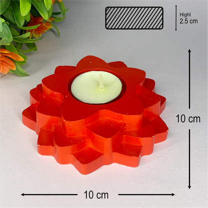 Flower 4-Layer Diya red tealight candle Elegant Home Decor Handmade