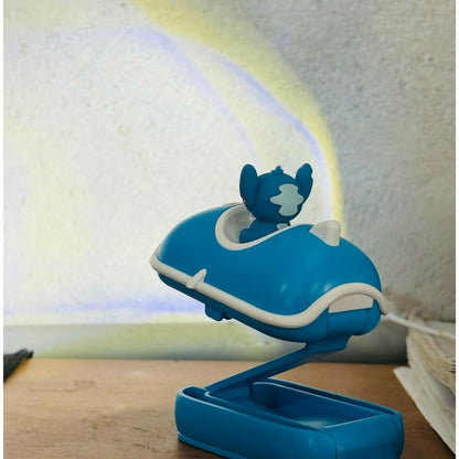 Blue Mini Folding LED Cartoon Car Night Lamp with Clamp Base