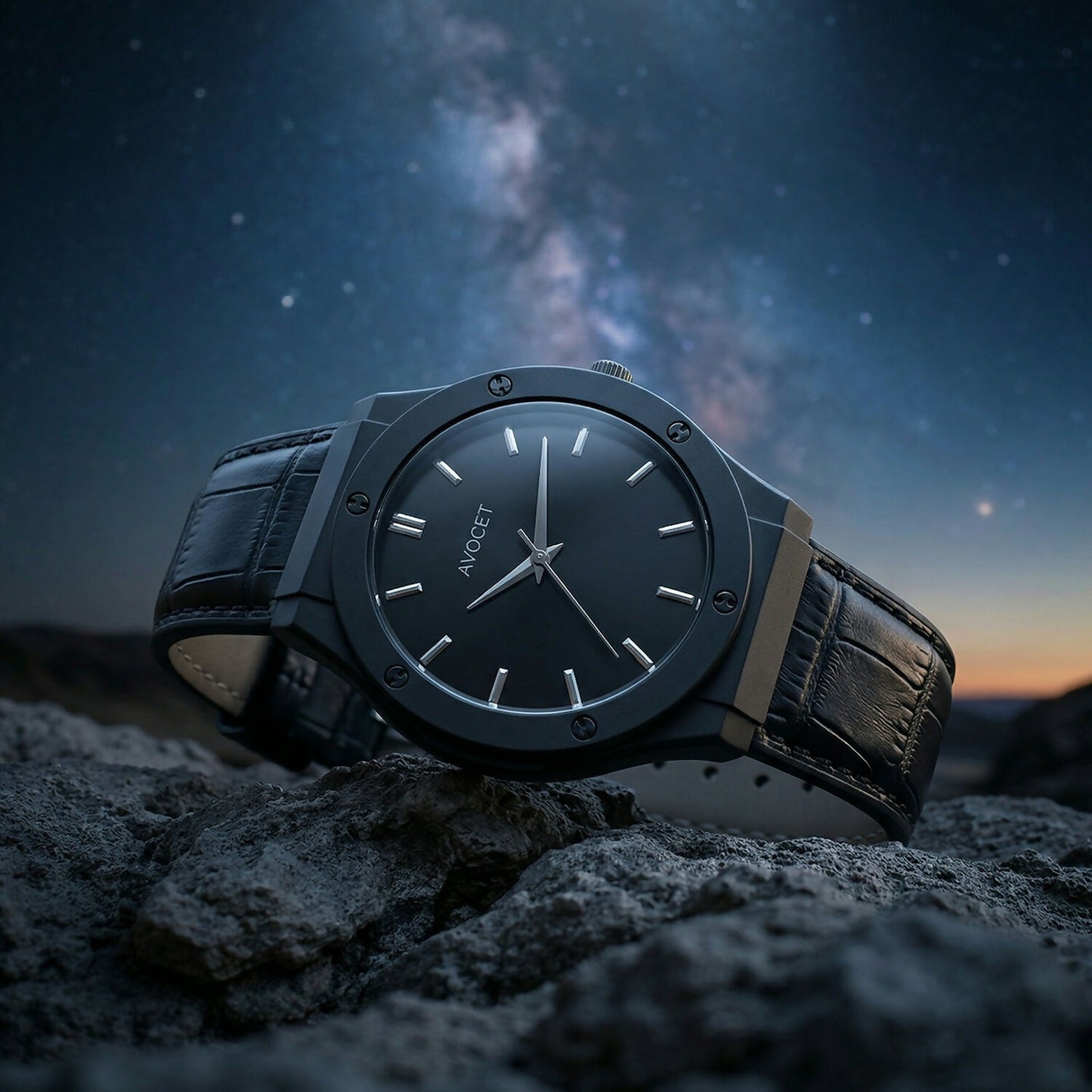 Premium Black Analog Wrist Watch with Classic Leather Strap for Men