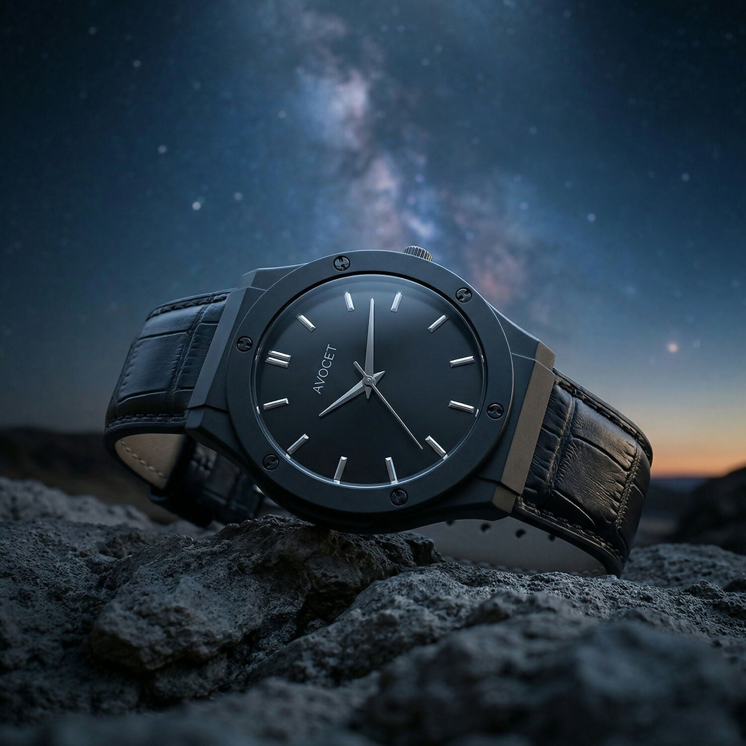 Premium Black Analog Wrist Watch with Classic Leather Strap for Men