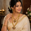 Two Layered Temple Jewellery Necklace Set for Girls and Women