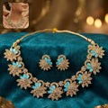 Blue Floral Necklace Set – Elegant for Celebrations and Weddings