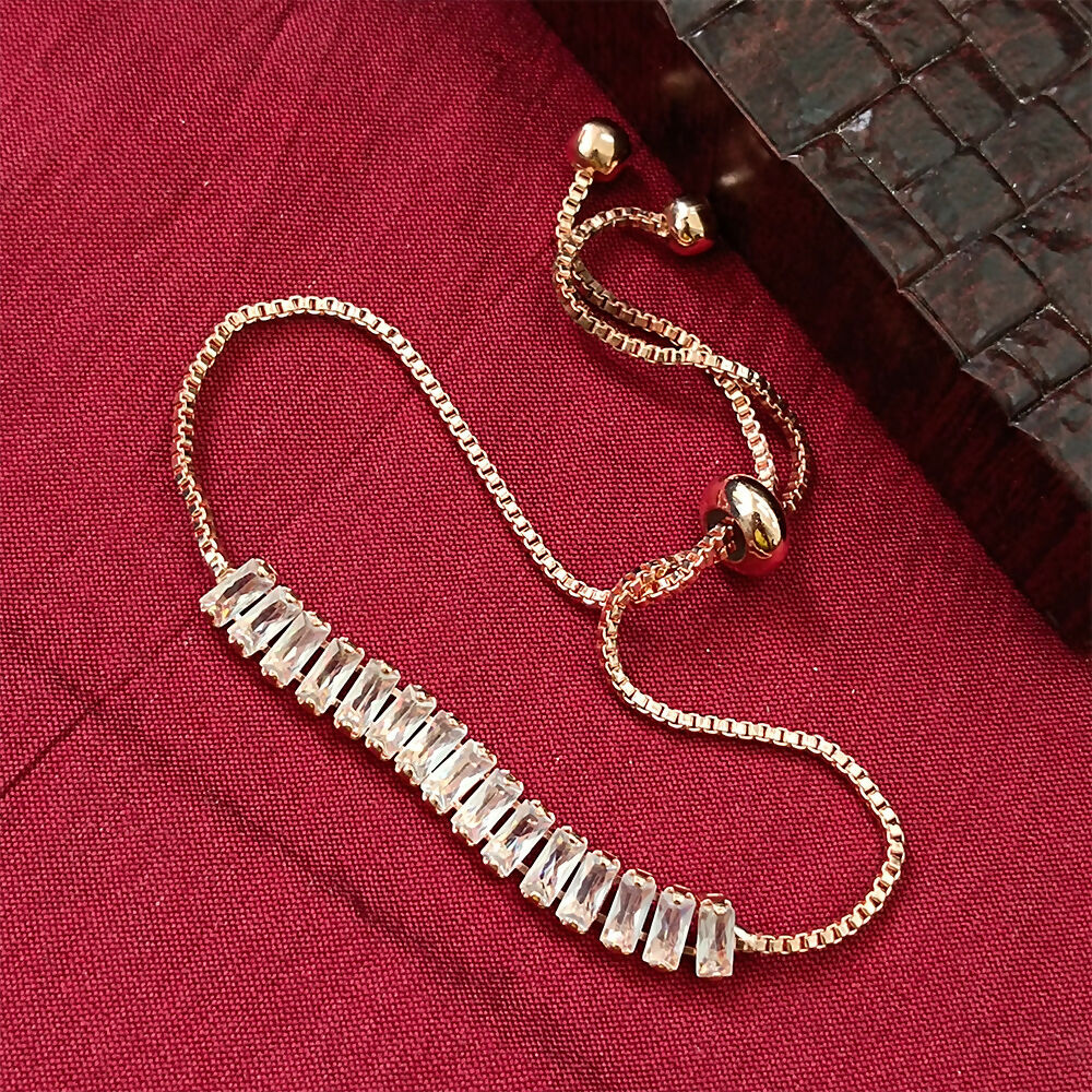 Rose Gold Plated Stone Adjustable Bracelet