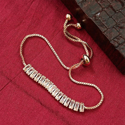 Rose Gold Plated Stone Adjustable Bracelet