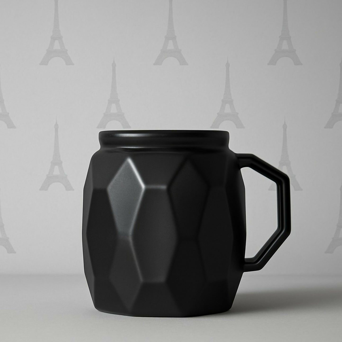 Luxury Black Ceramic Paris Mug with Golden Crown Lid | Gift Coffee Cup