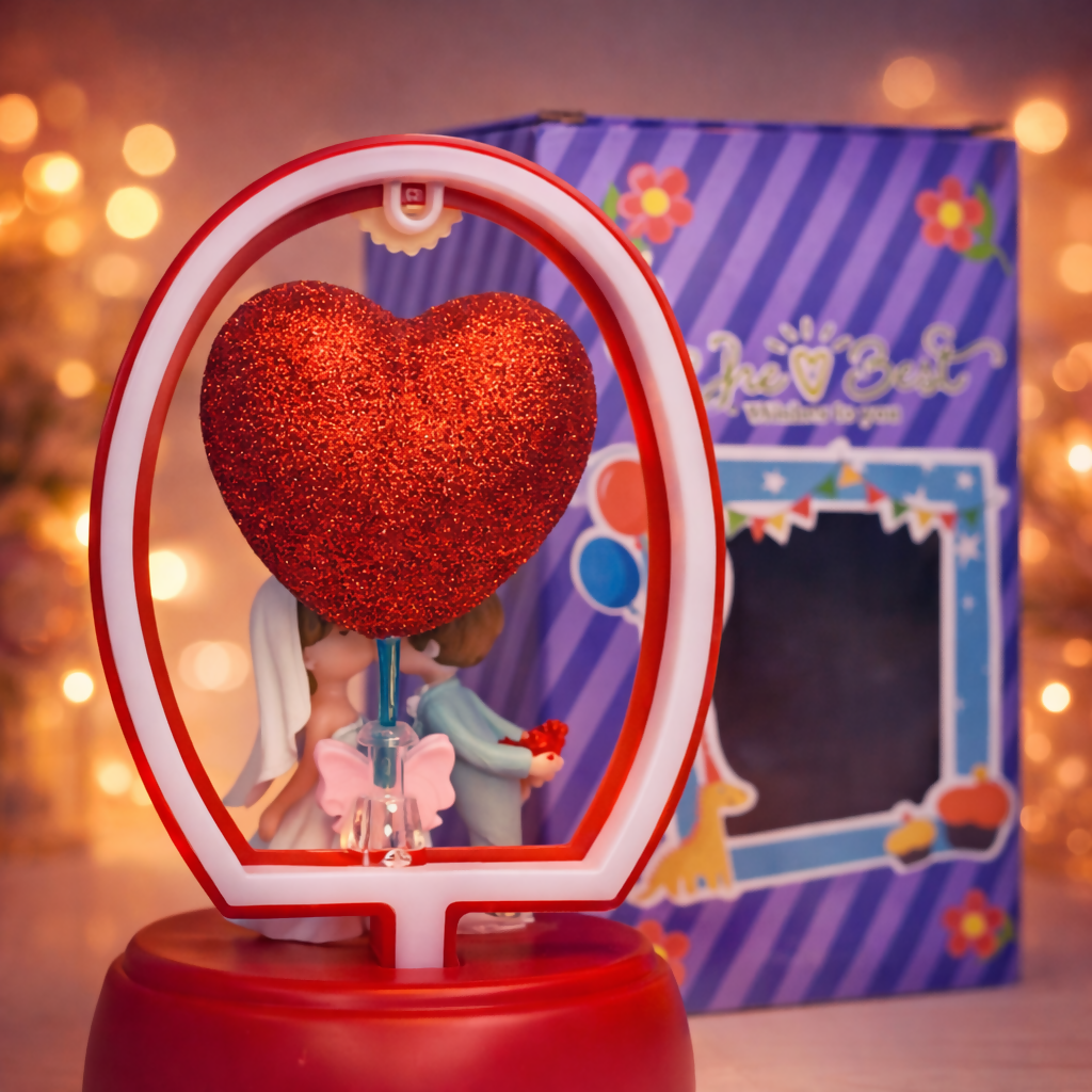 Romantic Couple LED Showpiece with Heart Design Table Decor Gift