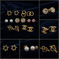 Elegant Gold Tone Multi Design Stud Earrings Set for Women & Girls Stylish