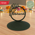 Mehendi Ceremony Tabletop Sign – Elegant Peacock Wedding Decor