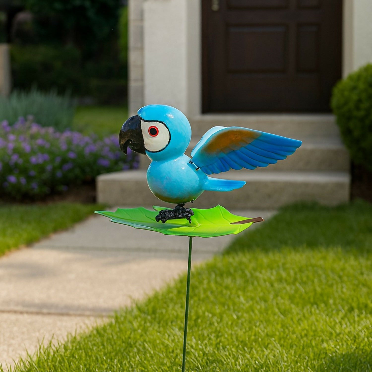 Blue Metal Parrot Garden Stake for Outdoor Décor ( 1 PC)