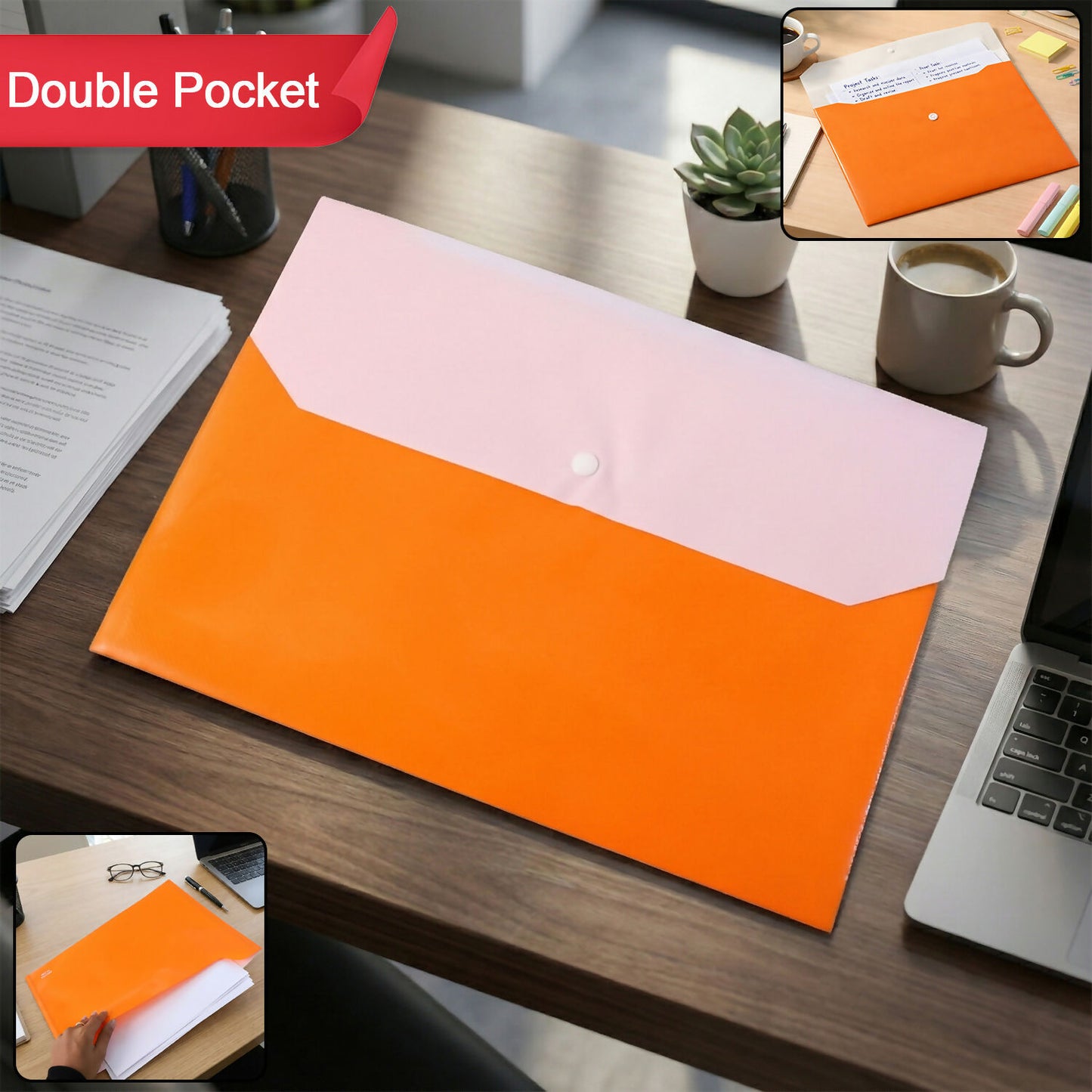 Button Closure Expanding Document File Folder – Mix Colour