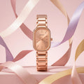 Elegant Rose Gold Women's Watch – Rectangular Dial & Premium Metal Strap