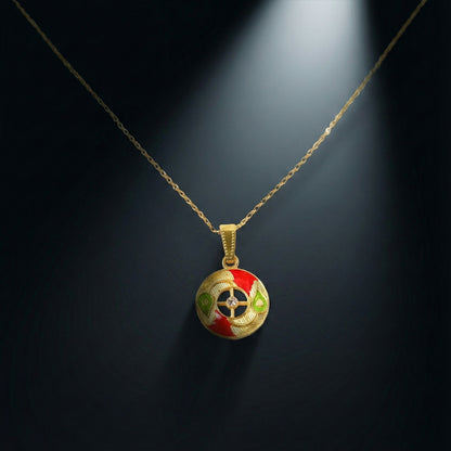 Elegant Circular Motif Pendant Necklace with Chain for Women