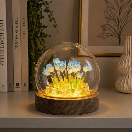 DIY Tulip Night Light Kit LED Glass Dome Decorative Table Lamp