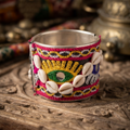 Artistic Kutch Style Cuff Bangle with Cowrie Shells and Multicolor Embroidery ( Assorted Design )