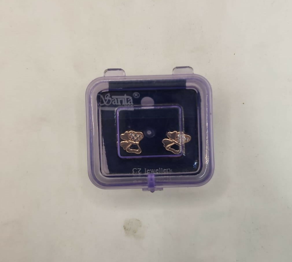 Rose Gold Plated AD Diamond Bowknot Stud Earrings for women and girls AD for women and girls