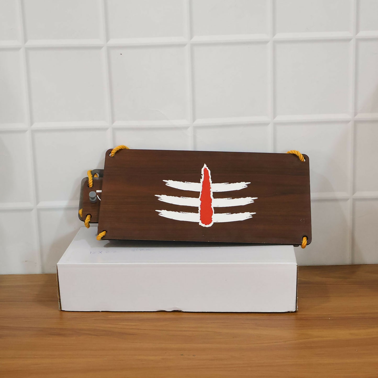 Wooden Wall Hanging with Mahadev Symbol & Sanskrit Shloka – 12 x 22 Inch