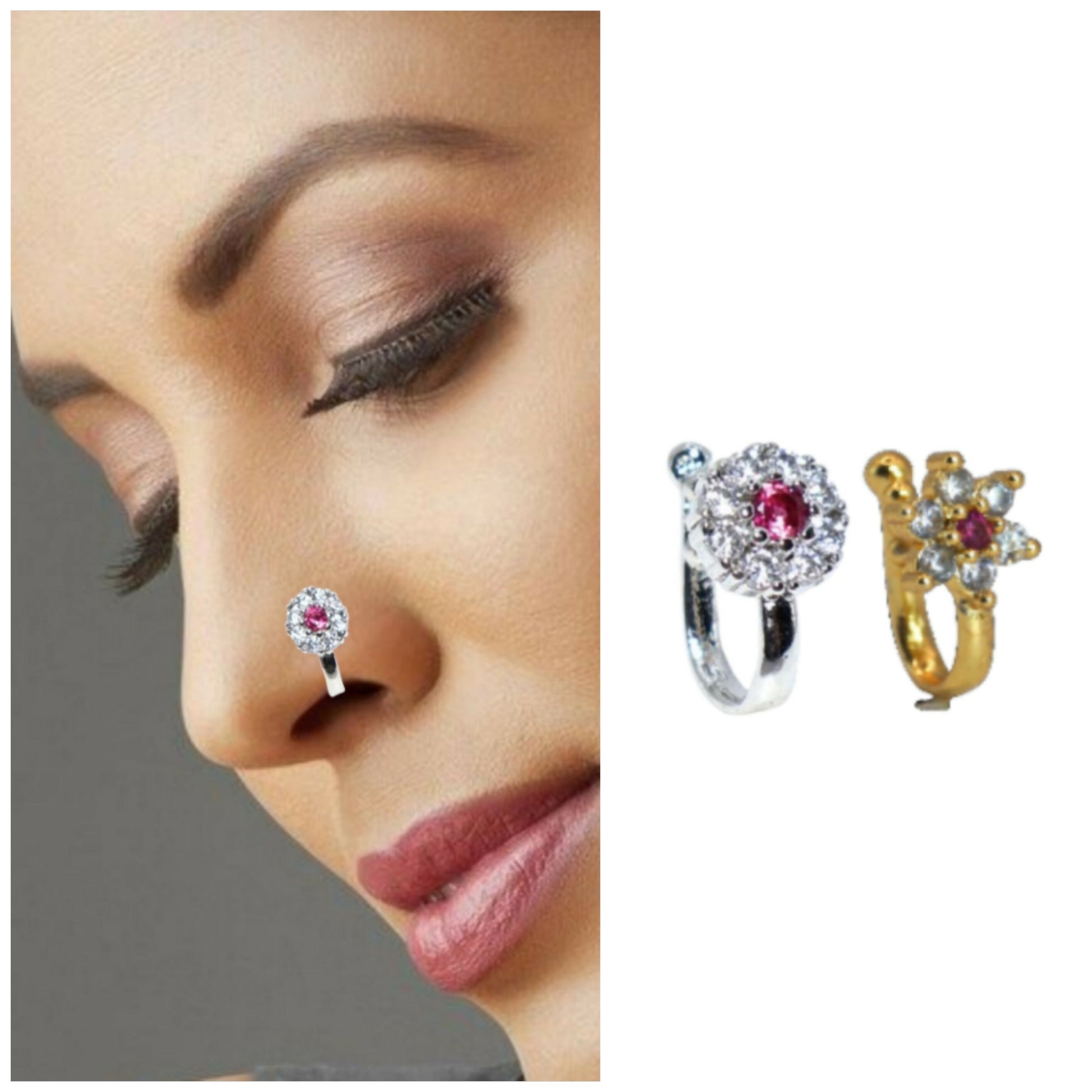 Versatile 2 Pcs AD Non-Piercing Nose Clip Set Combo