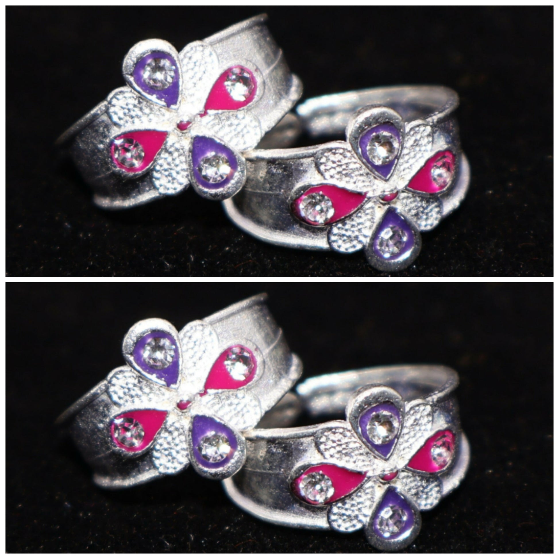 Silver-Plated Floral Bichhiya Toe Ring with for girls and women combo pack of 2