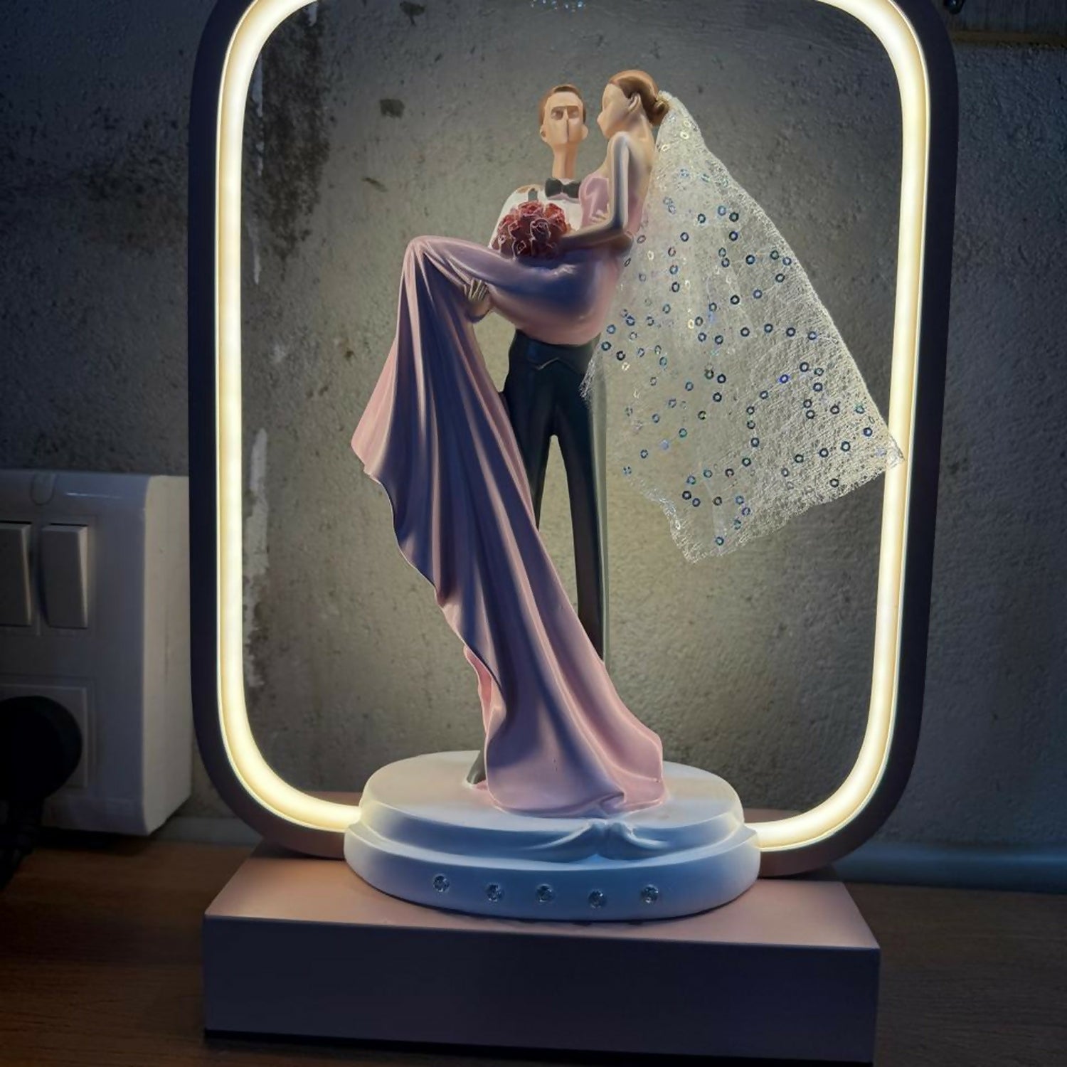 Romantic Couple LED Night Lamp | Bride & Groom Figurine with Soft Warm Light | Wedding Anniversary, Valentine Gift, Home Decor Table Lamp for Bedroom & Living Room