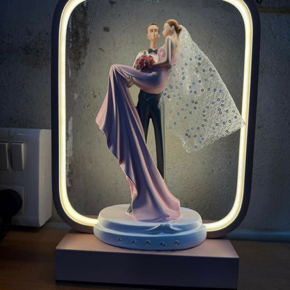 Romantic Couple LED Night Lamp | Bride & Groom Figurine with Soft Warm Light | Wedding Anniversary, Valentine Gift, Home Decor Table Lamp for Bedroom & Living Room